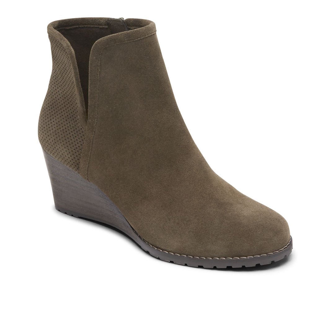 Rockport Boots Dame Olivengrønne - Hollis V-Cut - XMSP28194